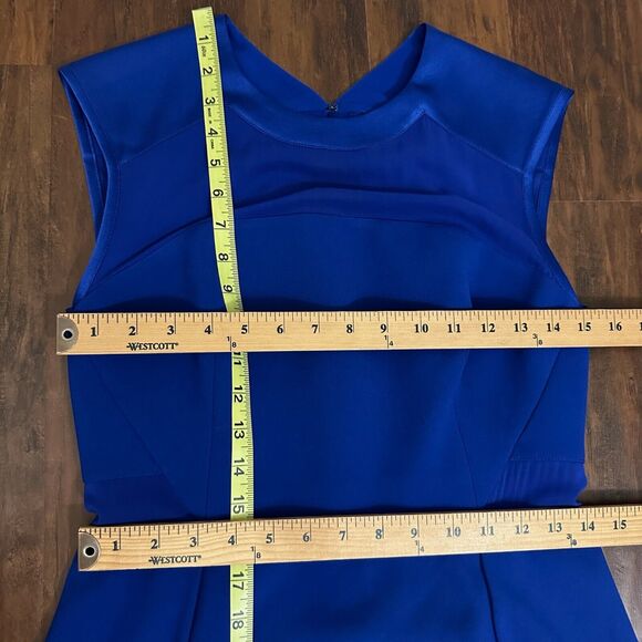 REBECCA TAYLOR Royal Blue Sheath Mini Dress Sheer Accent Cut-Out Back NWOT - Picture 11 of 12